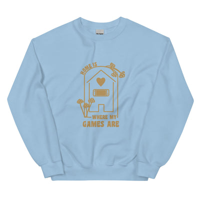 Where my Games Are | Unisex Sweatshirt | Cozy Gamer Threads and Thistles Inventory Light Blue S 