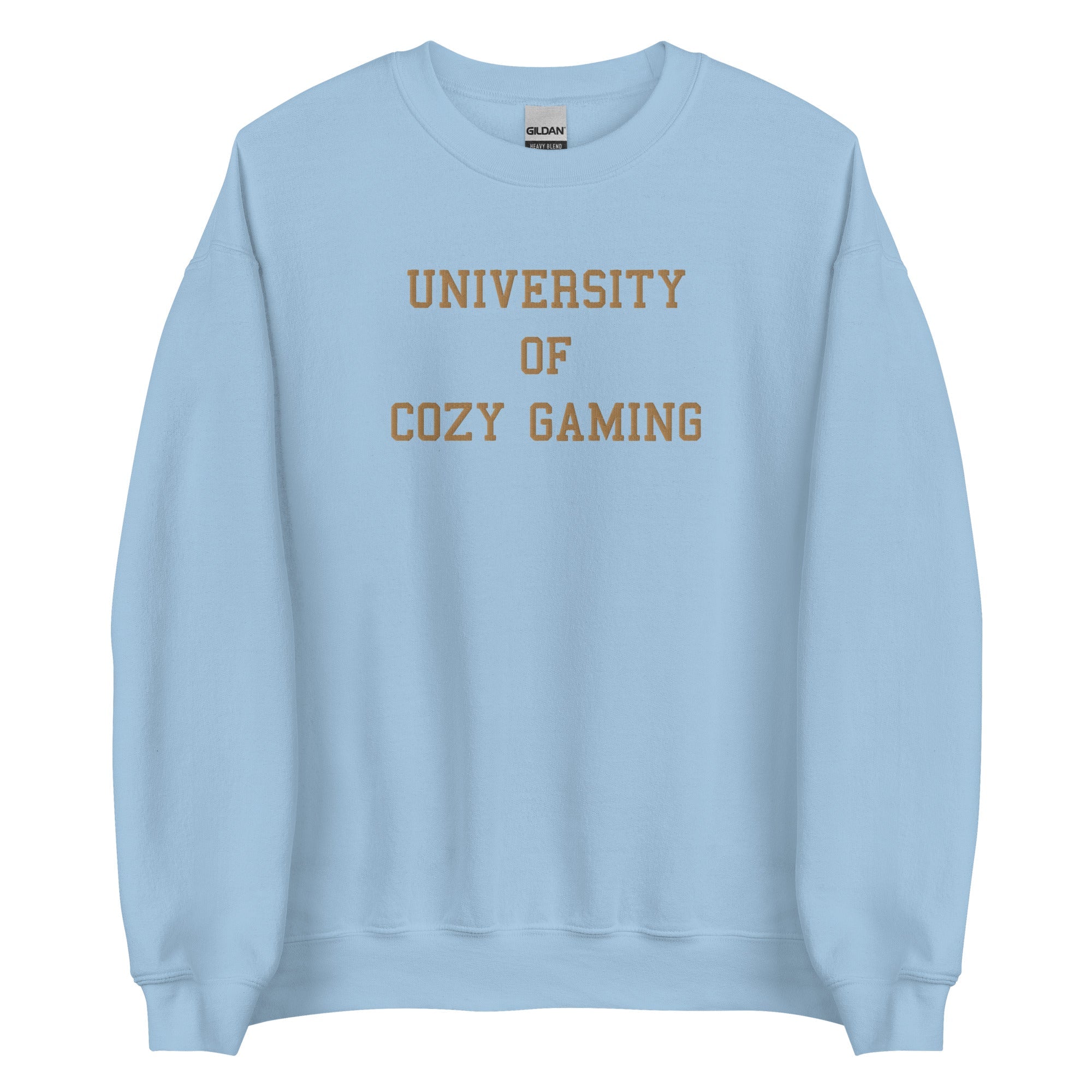 University of Cozy Gaming | Embroidered Unisex Sweatshirt | Coy Gamer Threads and Thistles Inventory Light Blue S 