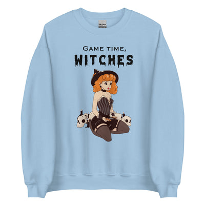 Game Time, Witches | Fall Unisex Sweatshirt Threads & Thistles Inventory Light Blue S 