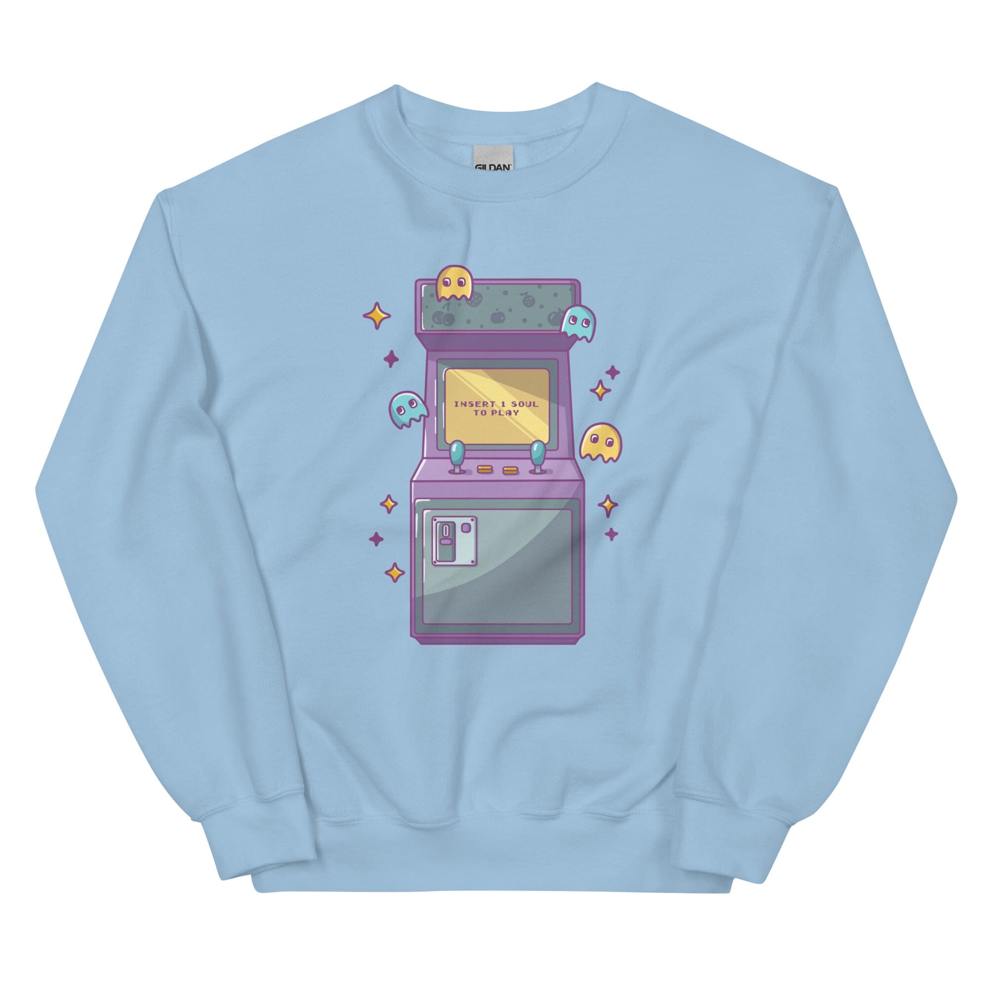 Insert 1 Soul to Play | Unisex Sweatshirt | Retro Gamer Threads & Thistles Inventory Light Blue S 