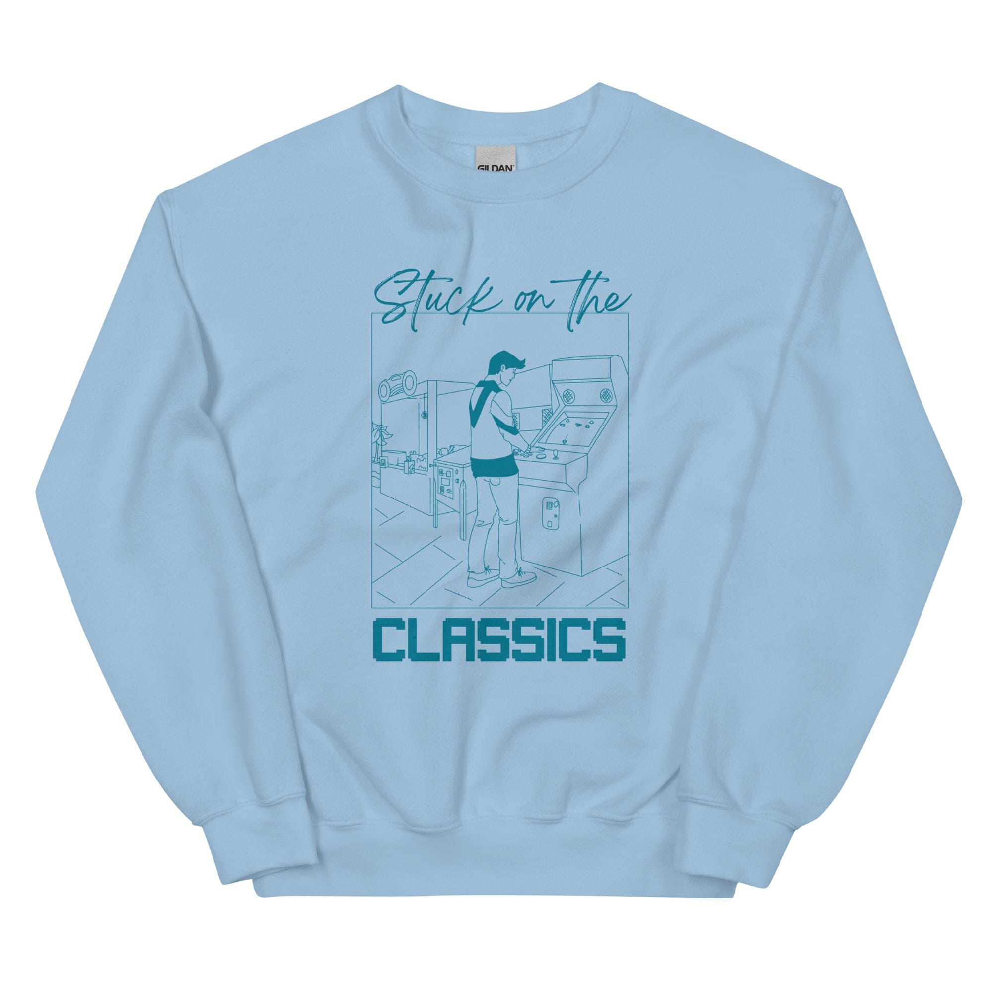 Stuck on the Classics | Unisex Sweatshirt | Retro Gaming Threads & Thistles Inventory Light Blue S 