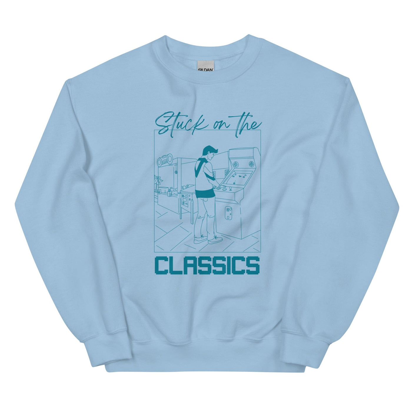 Stuck on the Classics | Unisex Sweatshirt | Retro Gaming Threads & Thistles Inventory Light Blue S 