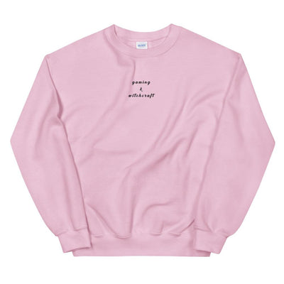 Gaming & Witchcraft | Embroidered Unisex Sweatshirt Threads and Thistles Inventory Light Pink S 