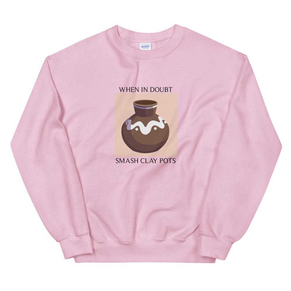 Smash Clay Pots | Unisex Sweatshirt | The Legend of Zelda Threads and Thistles Inventory Light Pink S 