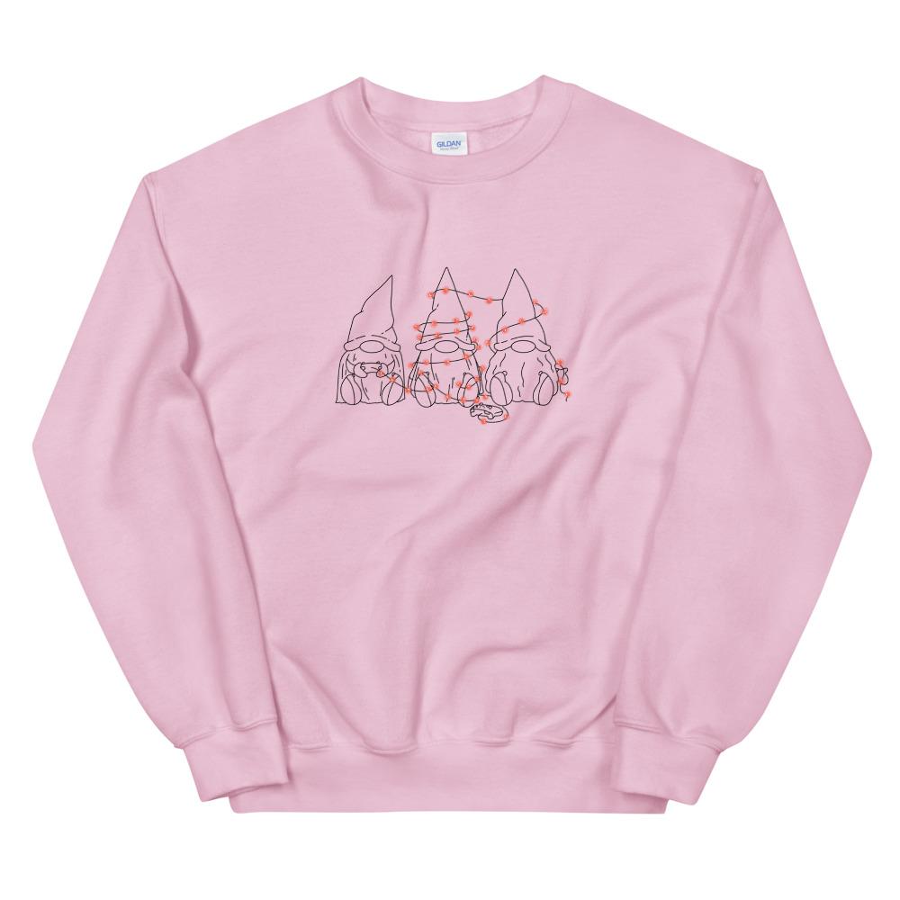 Gamer Gnome Christmas | Seasonal Unisex Sweatshirt Threads and Thistles Inventory Light Pink S 