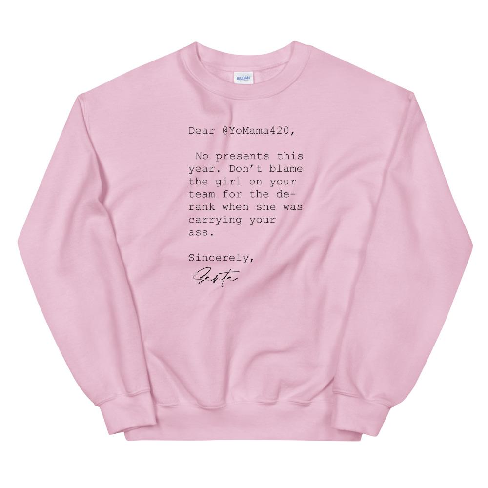 Sincerely Santa | Unisex Sweatshirt Threads and Thistles Inventory Light Pink S 