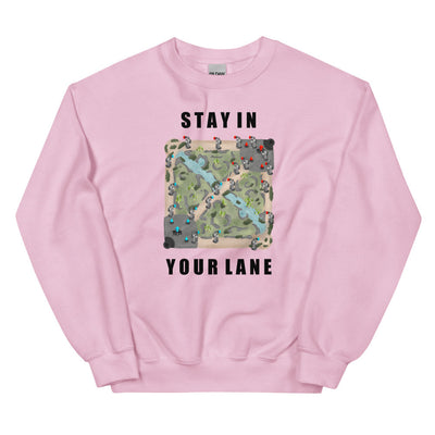 Stay In Your Lane | Unisex Sweatshirt | League of Legends Threads and Thistles Inventory Light Pink S 