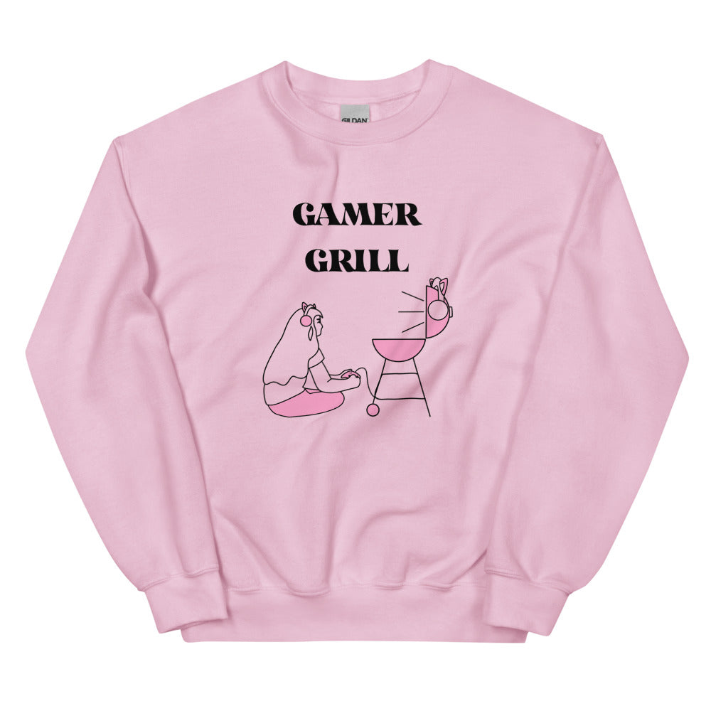 Gamer Grill | Unisex Sweatshirt | Feminist Gamer Threads and Thistles Inventory Light Pink S 