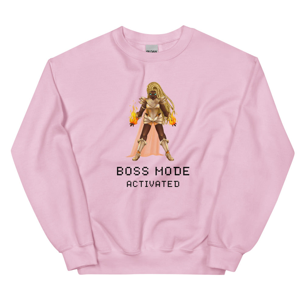 Boss Mode | Unisex Sweatshirt | Feminist Gamer Threads and Thistles Inventory Light Pink S 