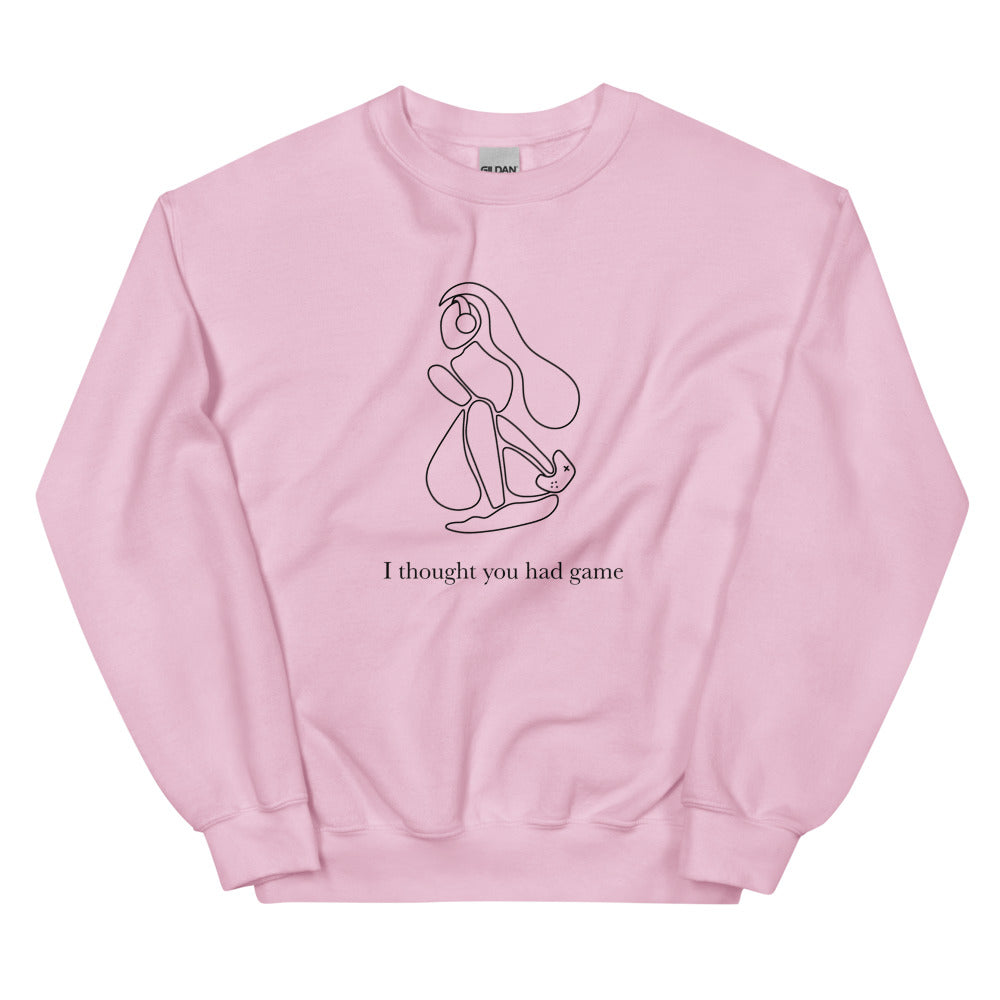 I Thought You had Game | Unisex Sweatshirt | Feminist Gamer Threads and Thistles Inventory Light Pink S 
