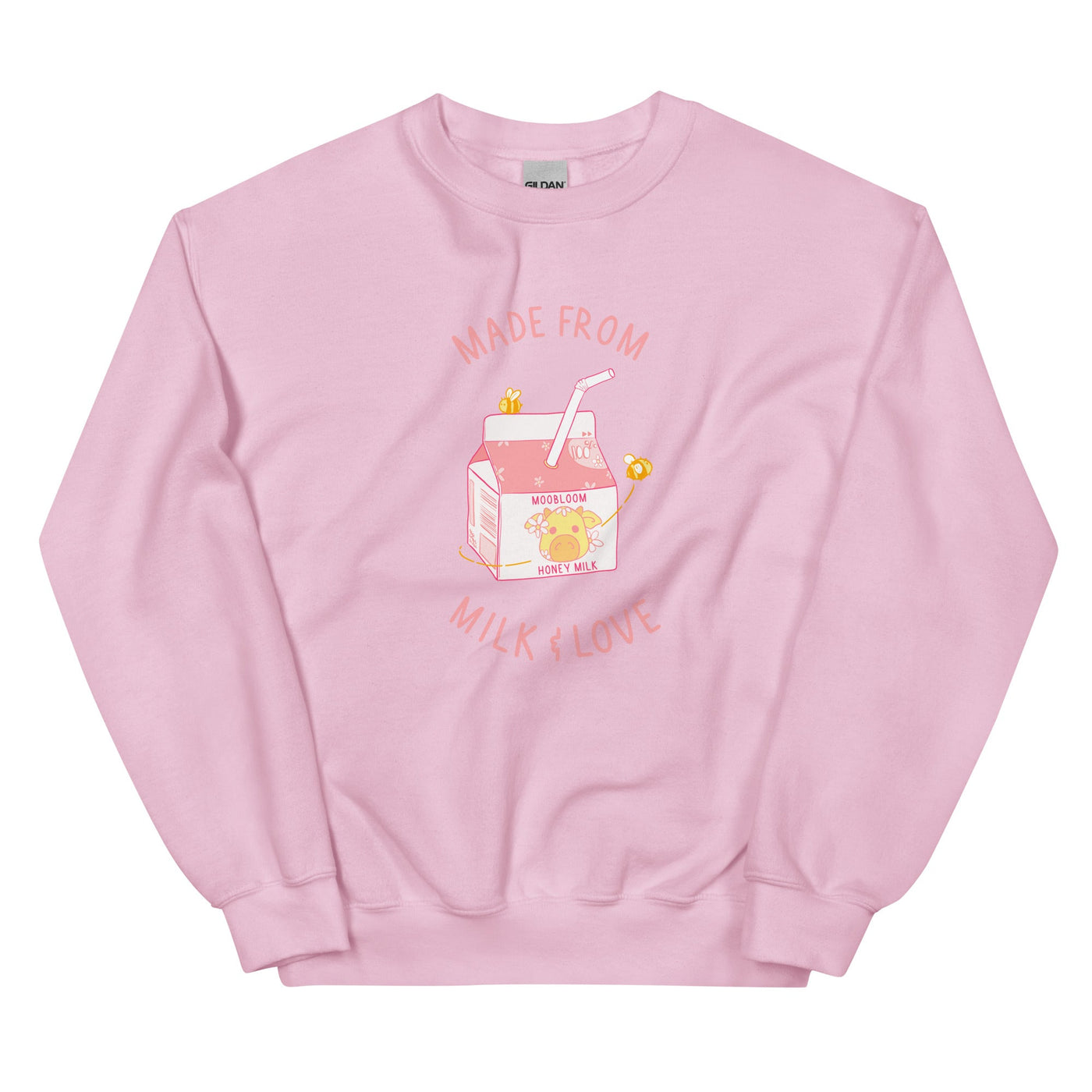Milk and Love | Unisex Sweatshirt | Minecraft Threads and Thistles Inventory Light Pink S 