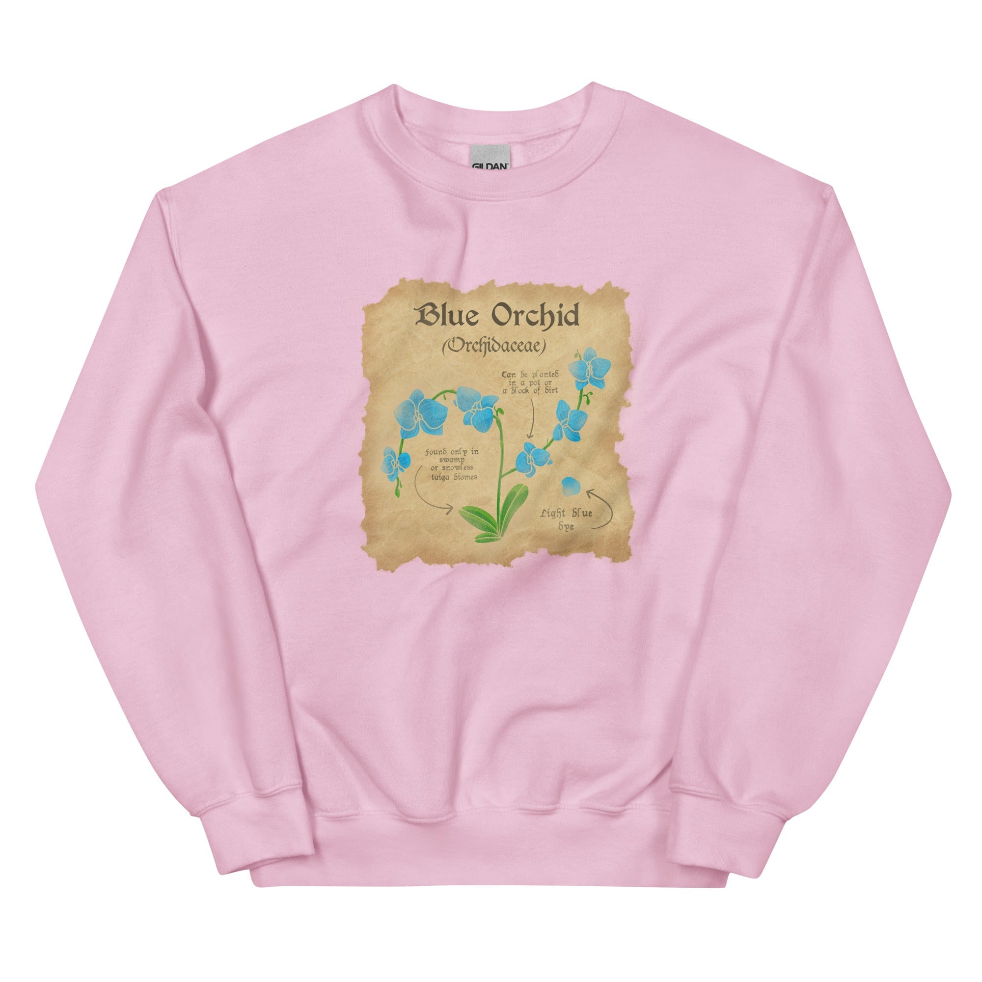 Blue Orchid | Unisex Sweatshirt | Minecraft Threads and Thistles Inventory Light Pink S 