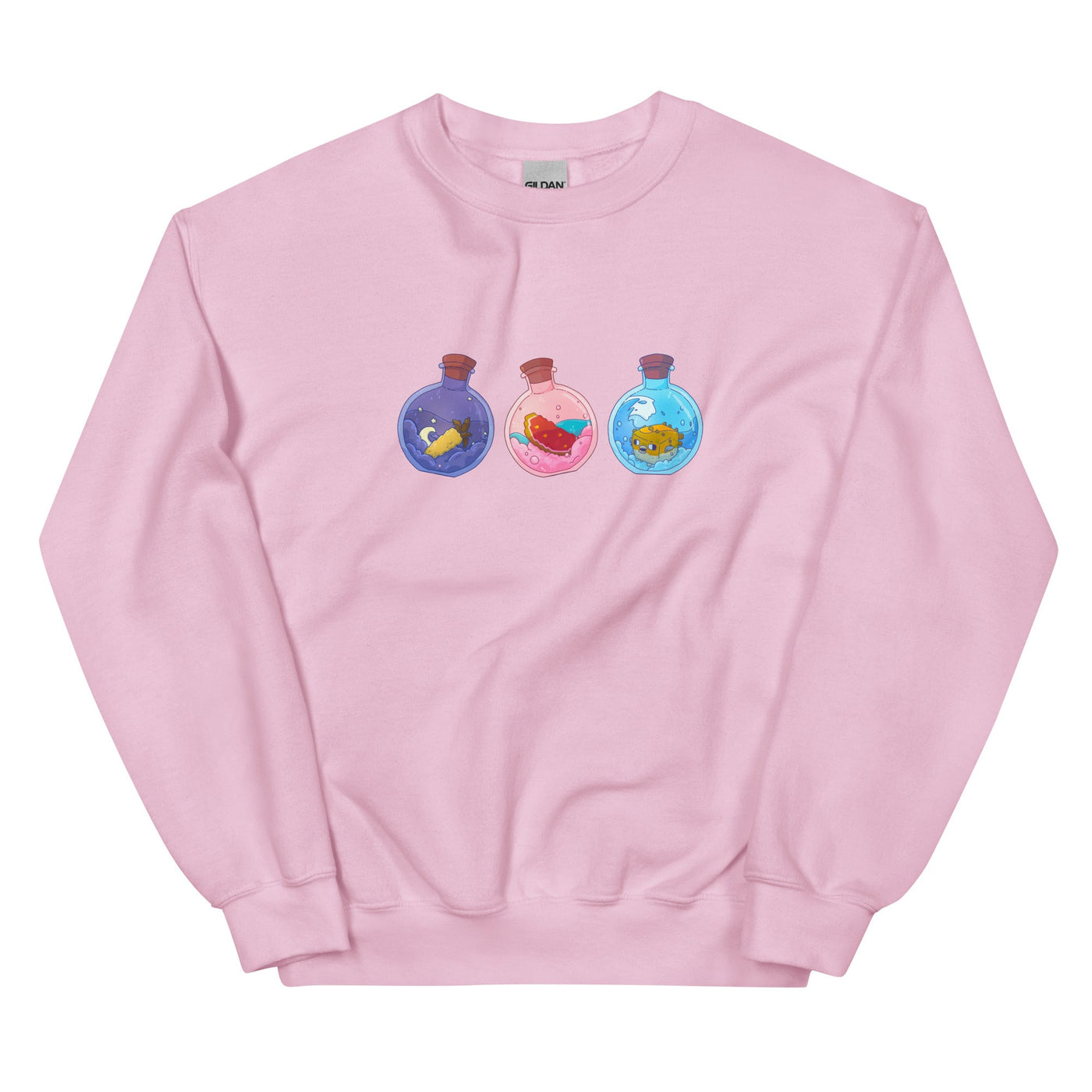 Potion Bottles | Unisex Sweatshirt | Minecraft Threads and Thistles Inventory Light Pink S 