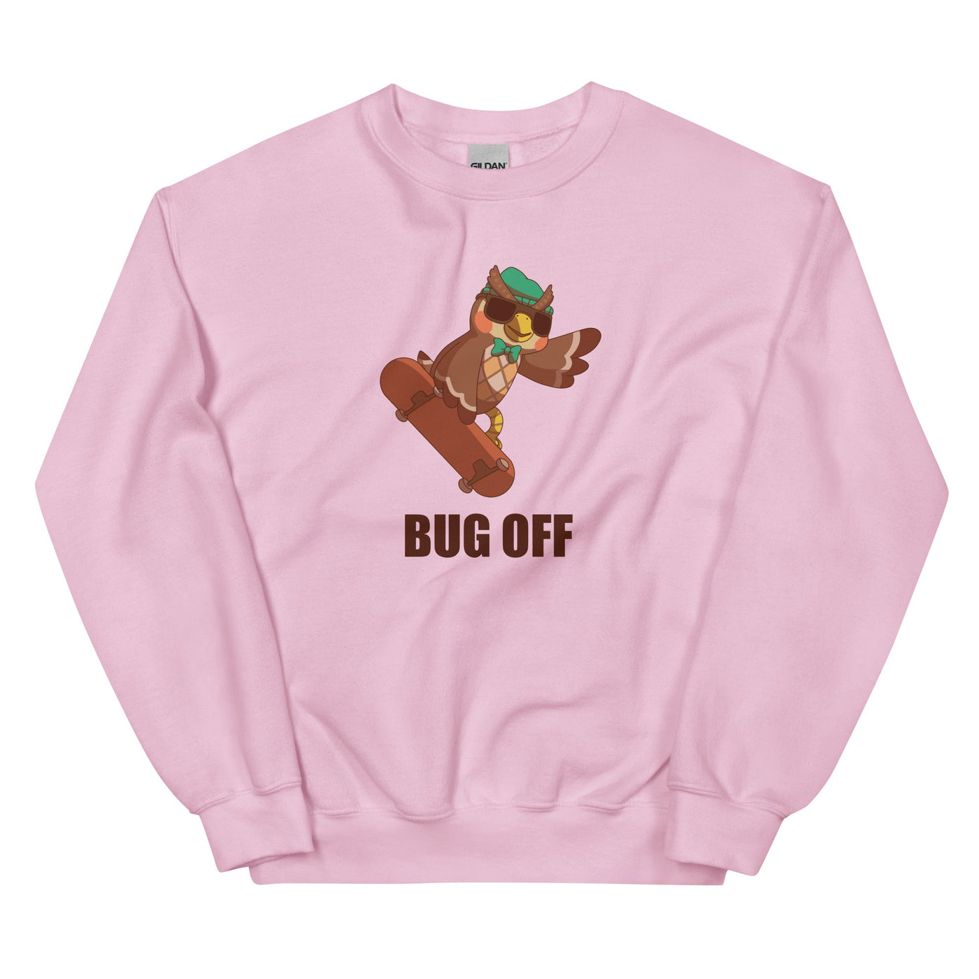 Bug Off | Unisex Sweatshirt | Animal Crossing Threads and Thistles Inventory Light Pink S 