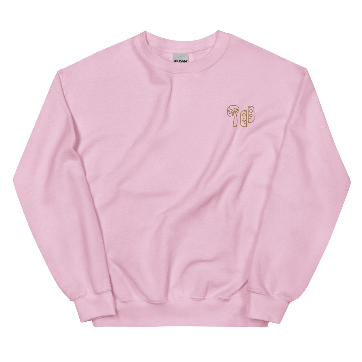 Mushroom & Switch | Embroidered Unisex Sweatshirt | Cozy Gamer Threads and Thistles Inventory Light Pink S 