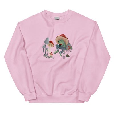 Cottagecore Frog | Unisex Sweatshirt | Cozy Gamer Threads and Thistles Inventory Light Pink S 