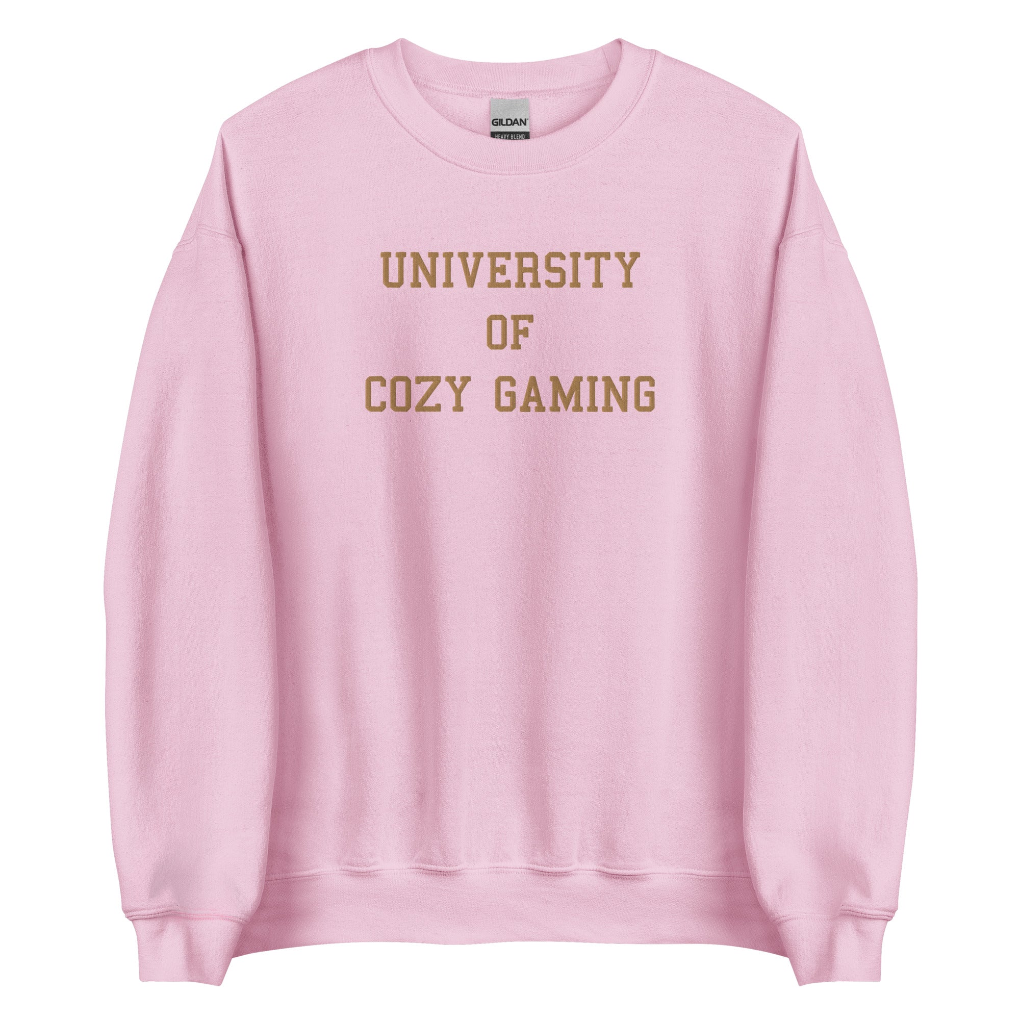 University of Cozy Gaming | Embroidered Unisex Sweatshirt | Coy Gamer Threads and Thistles Inventory Light Pink S 