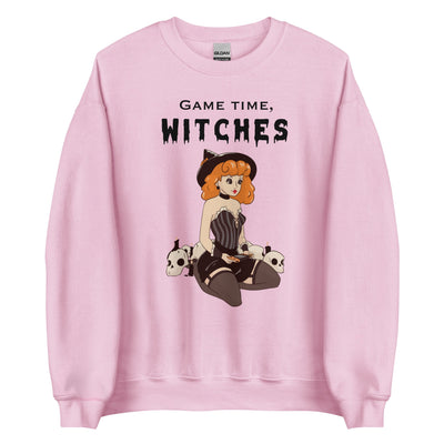 Game Time, Witches | Fall Unisex Sweatshirt Threads & Thistles Inventory Light Pink S 
