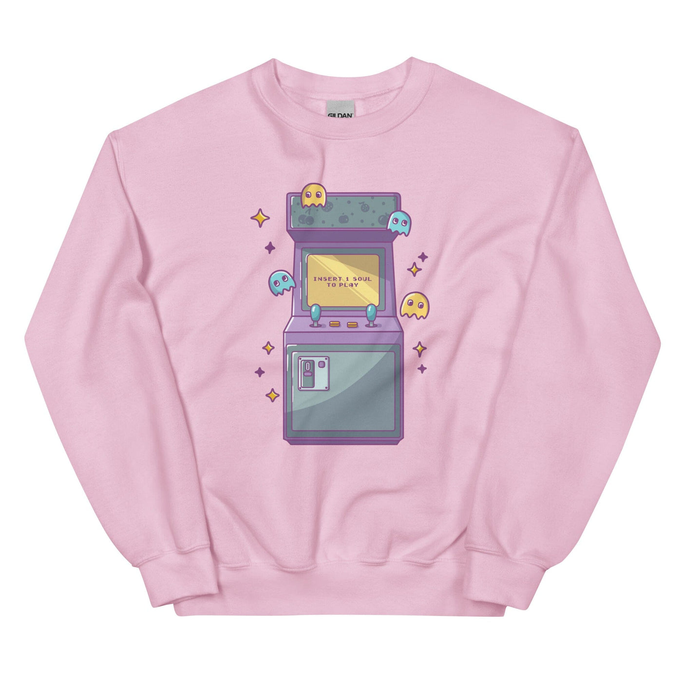 Insert 1 Soul to Play | Unisex Sweatshirt | Retro Gamer Threads & Thistles Inventory Light Pink S 