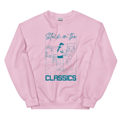 Stuck on the Classics | Unisex Sweatshirt | Retro Gaming Threads & Thistles Inventory Light Pink S 