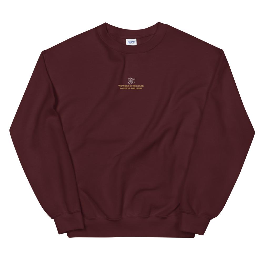 Serve the Light | Embroidered Unisex Sweatshirt | Assassin's Creed Threads and Thistles Inventory Maroon S 