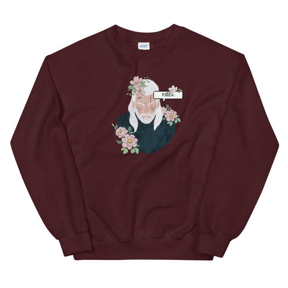 Floral Witcher | Unisex Sweatshirt | The Witcher Threads and Thistles Inventory Maroon S 