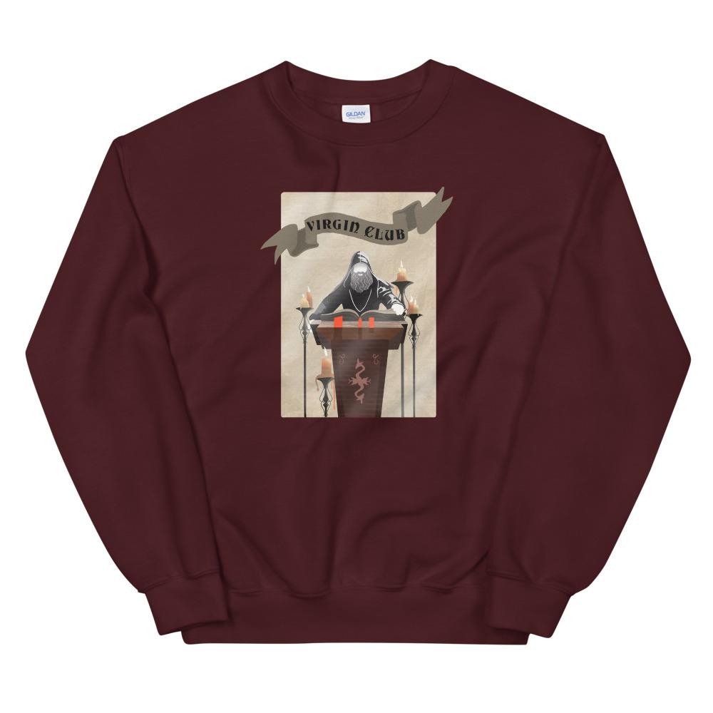 Virgin Club | Unisex Sweatshirt | Skyrim Threads and Thistles Inventory Maroon S 