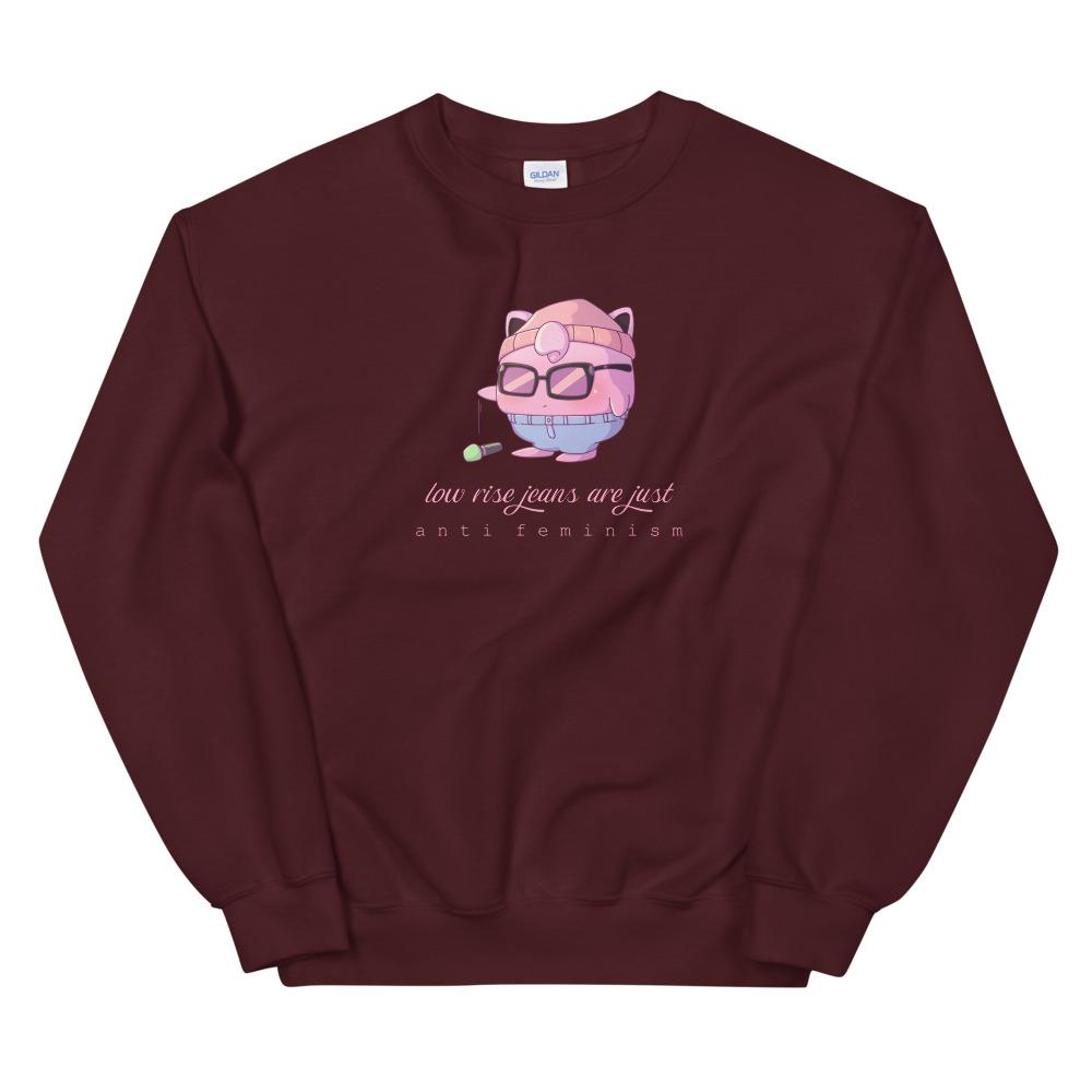 Low Rise Jeans | Unisex Sweatshirt | Pokemon Threads and Thistles Inventory Maroon S 