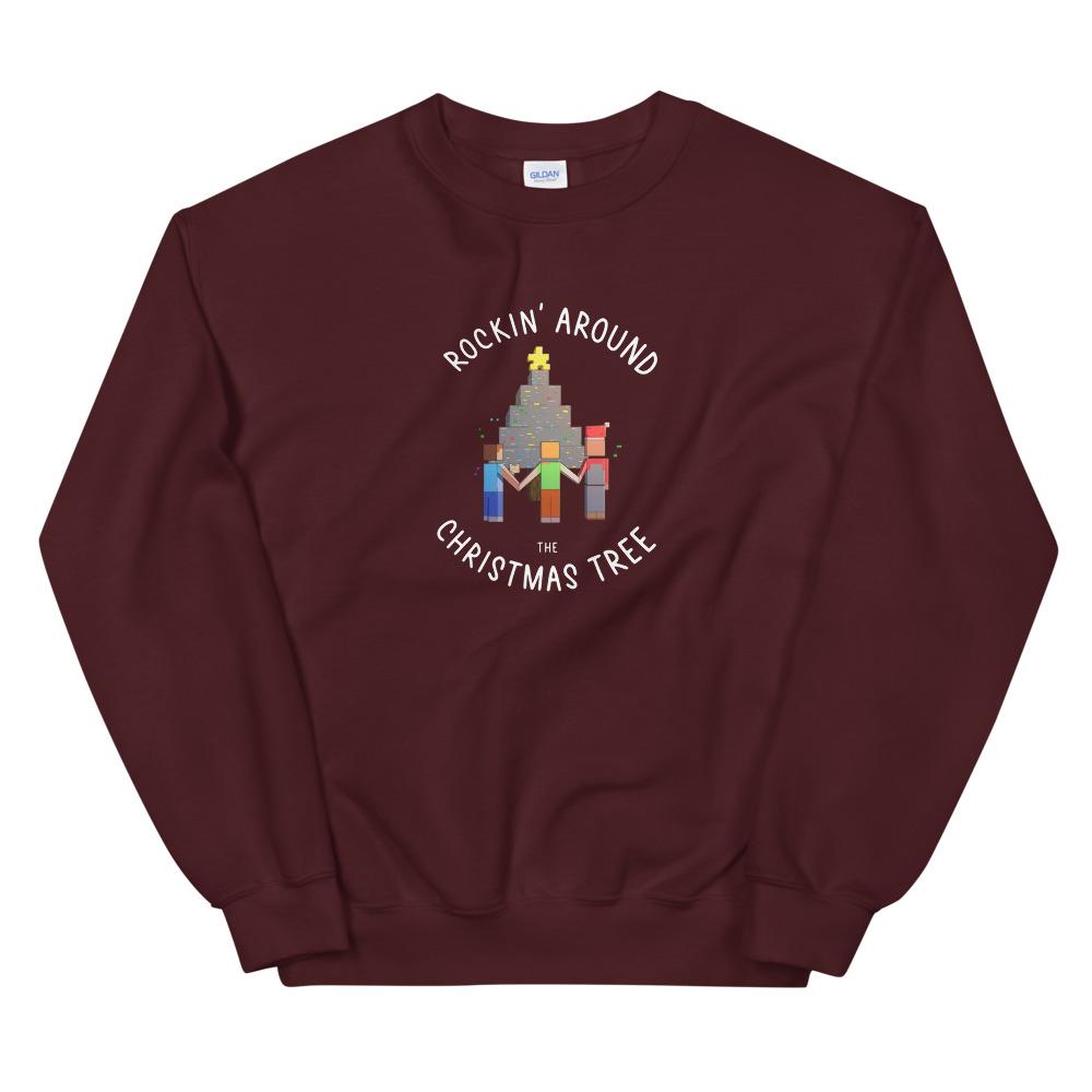 Rockin' Around | Seasonal Unisex Sweatshirt | Minecraft Threads and Thistles Inventory Maroon S 