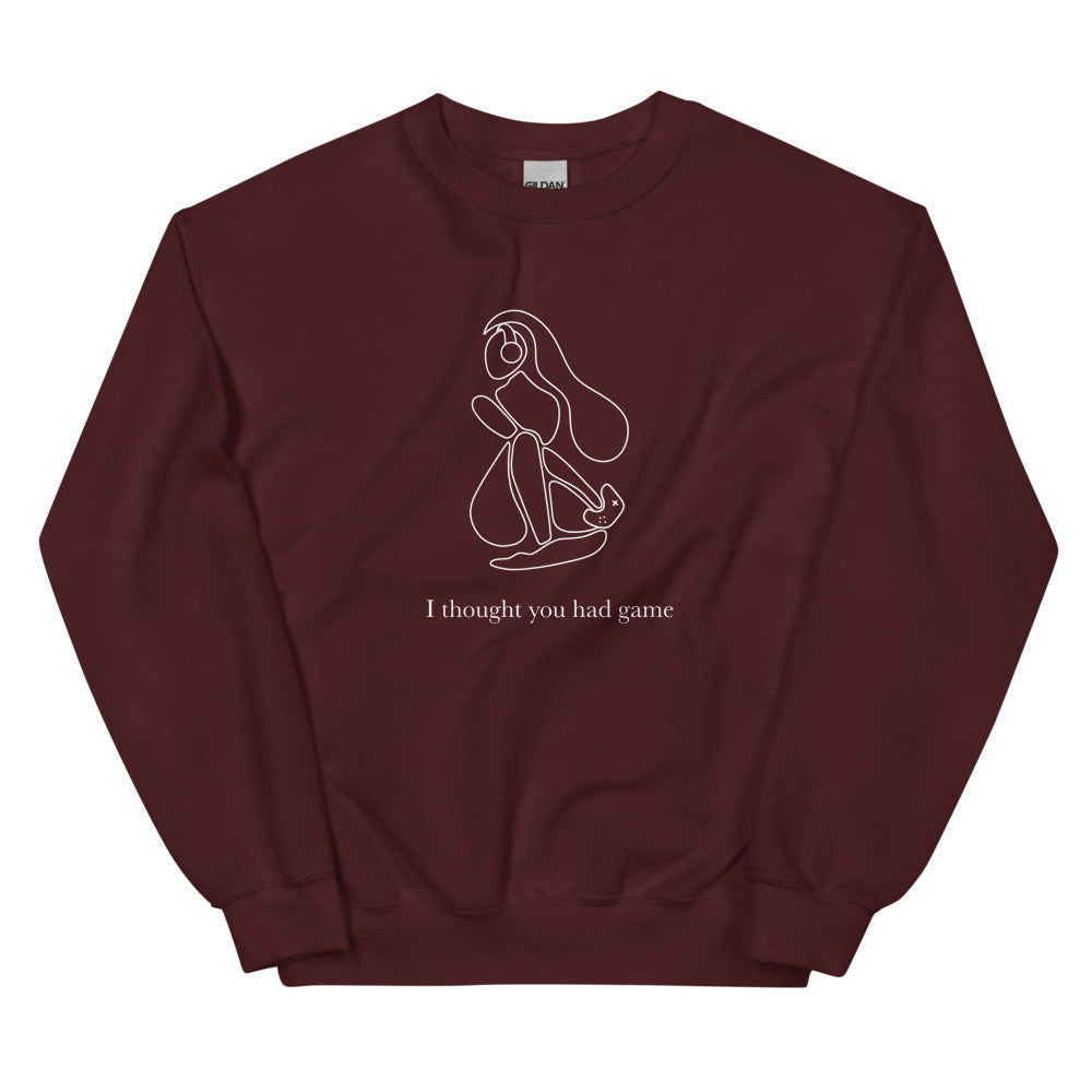 I Thought You had Game | Unisex Sweatshirt | Feminist Gamer Threads and Thistles Inventory Maroon S 