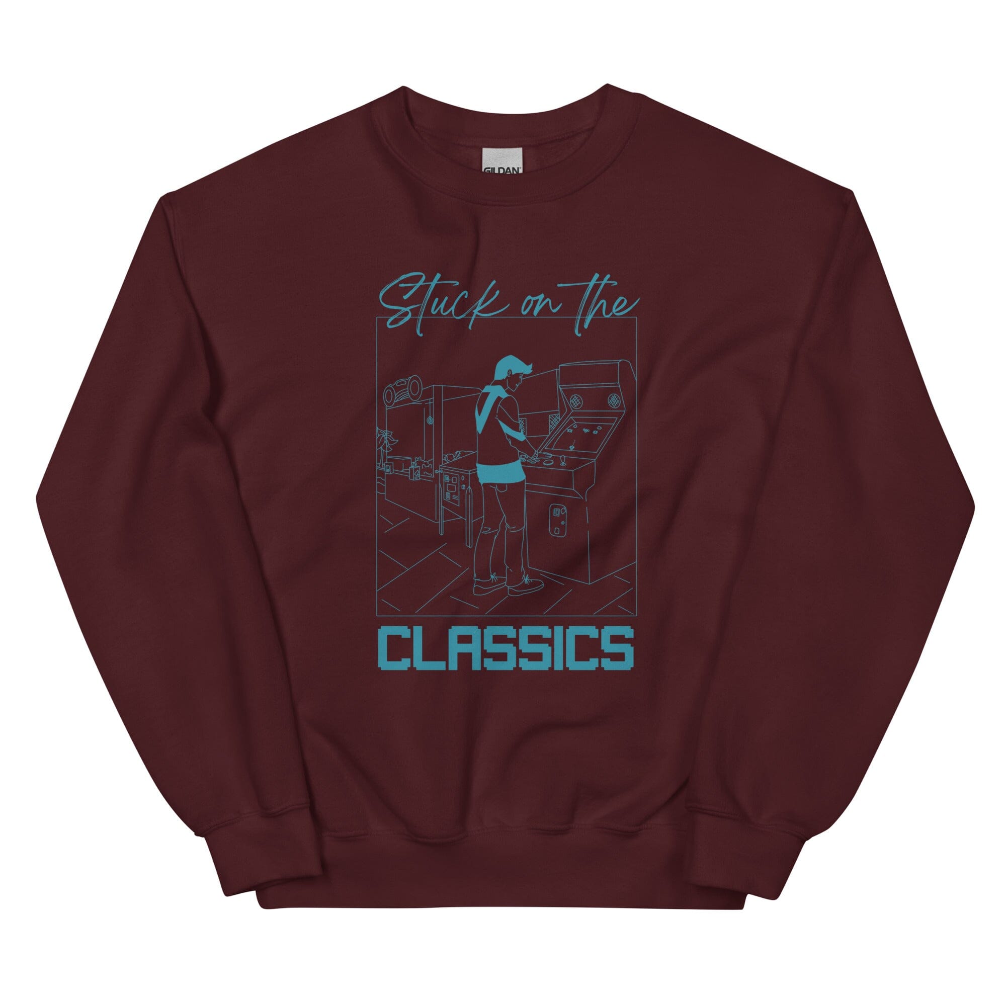 Stuck on the Classics | Unisex Sweatshirt | Retro Gaming Threads & Thistles Inventory Maroon S 