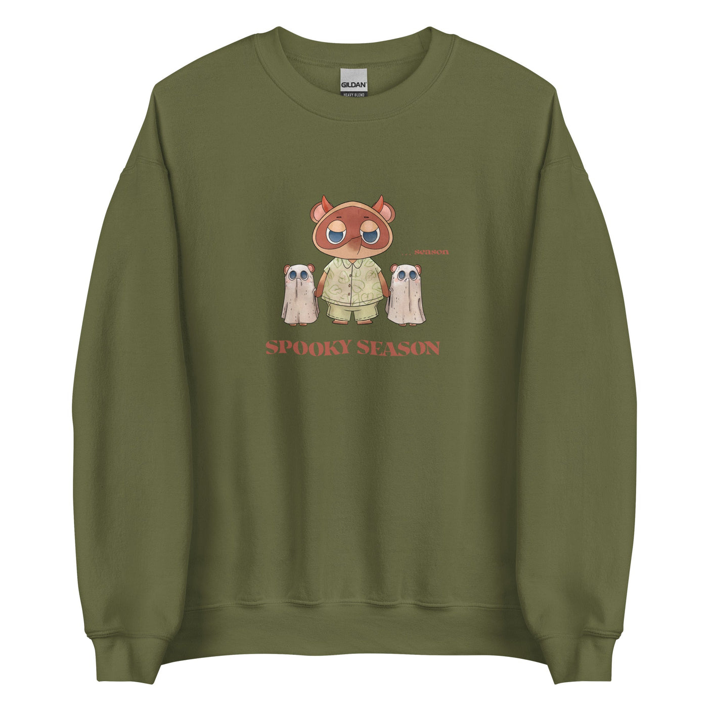 Spooky Season | Unisex Sweatshirt | Animal Crossing Fall Cozy Gamer Threads and Thistles Inventory Military Green S 