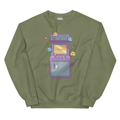 Insert 1 Soul to Play | Unisex Sweatshirt | Retro Gamer Threads & Thistles Inventory Military Green S 