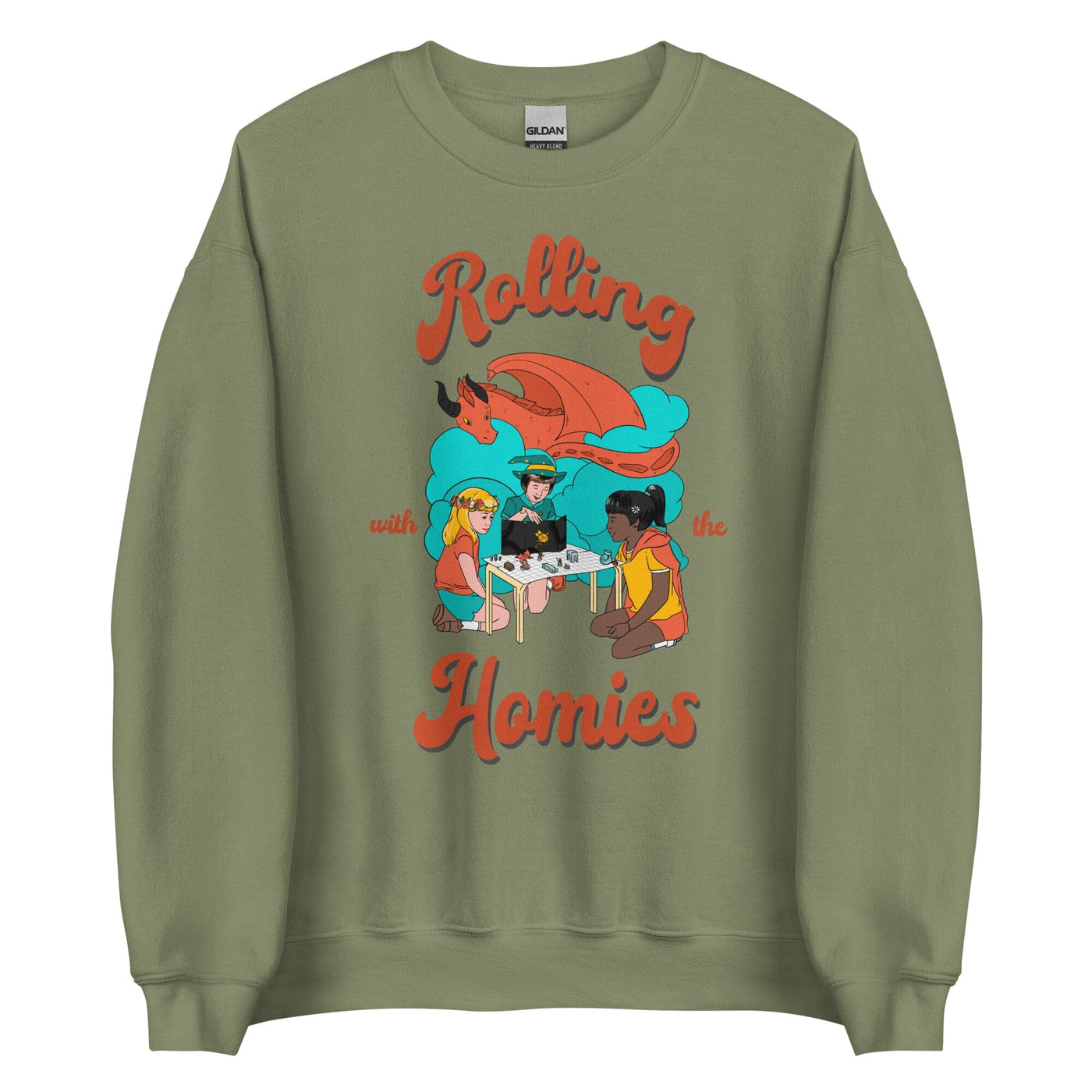 Rolling with the Homies | Unisex Sweatshirt | Retro Gaming Threads & Thistles Inventory Military Green S 