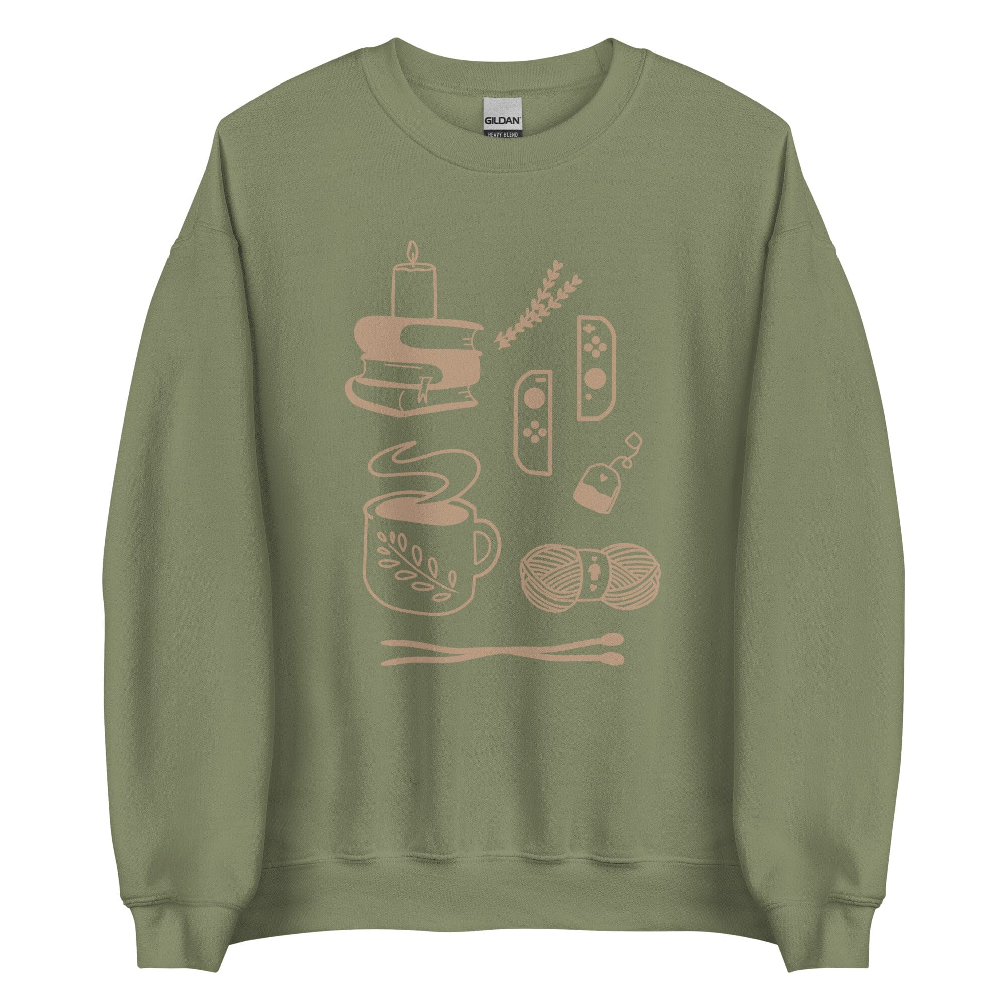 Cozy Hobbies | Unisex Sweatshirt | Cozy Gamer Threads & Thistles Inventory Military Green S 