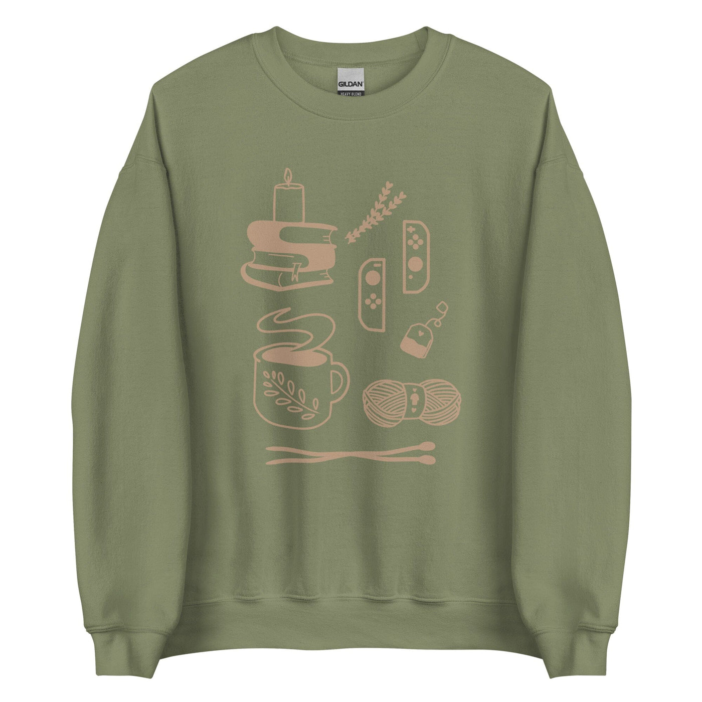 Cozy Hobbies | Unisex Sweatshirt | Cozy Gamer Threads & Thistles Inventory Military Green S 
