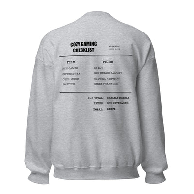 Cozy Gamer Checklist | Unisex Sweatshirt | Cozy Gamer Threads & Thistles Inventory Sport Grey S 