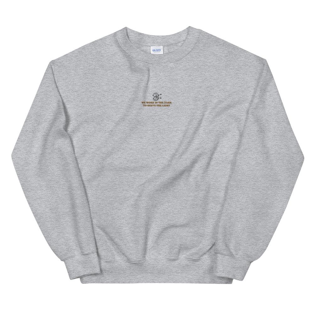 Serve the Light | Embroidered Unisex Sweatshirt | Assassin's Creed Threads and Thistles Inventory Sport Grey S 