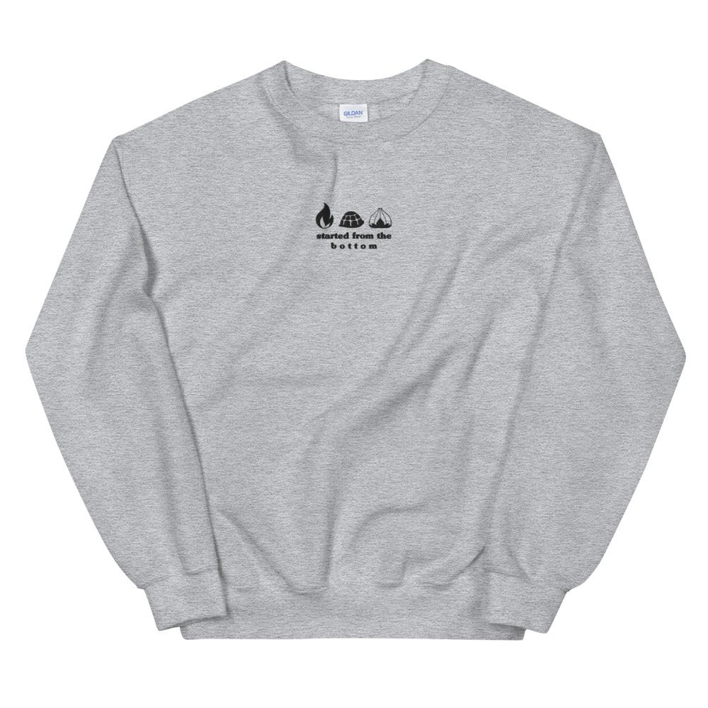 Started from the Bottom | Embroidered Unisex Sweatshirt | Pokemon Threads and Thistles Inventory Sport Grey S 