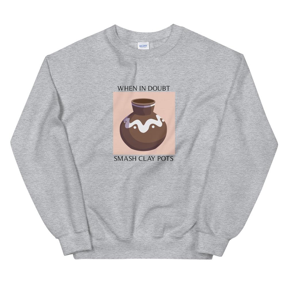 Smash Clay Pots | Unisex Sweatshirt | The Legend of Zelda Threads and Thistles Inventory Sport Grey S 