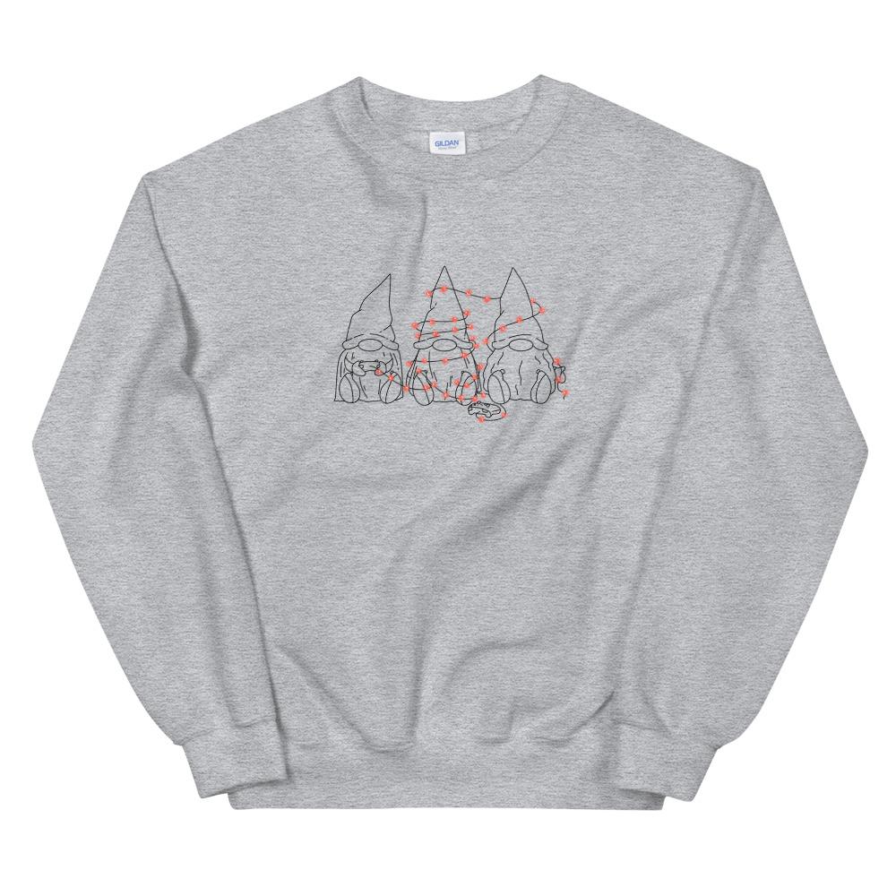 Gamer Gnome Christmas | Seasonal Unisex Sweatshirt Threads and Thistles Inventory Sport Grey S 