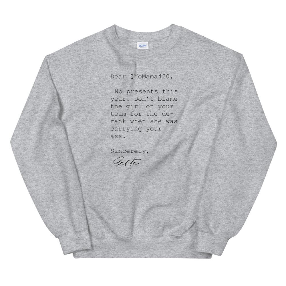 Sincerely Santa | Unisex Sweatshirt Threads and Thistles Inventory Sport Grey S 
