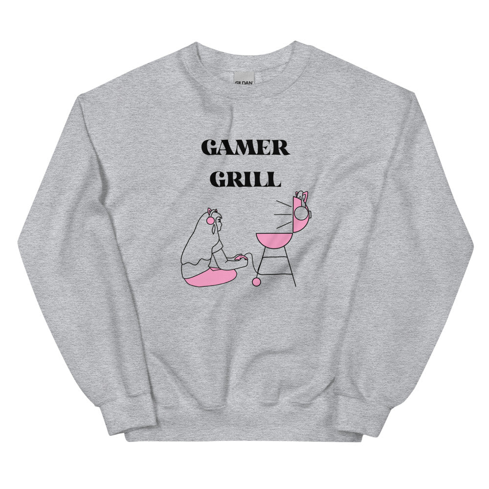 Gamer Grill | Unisex Sweatshirt | Feminist Gamer Threads and Thistles Inventory Sport Grey S 
