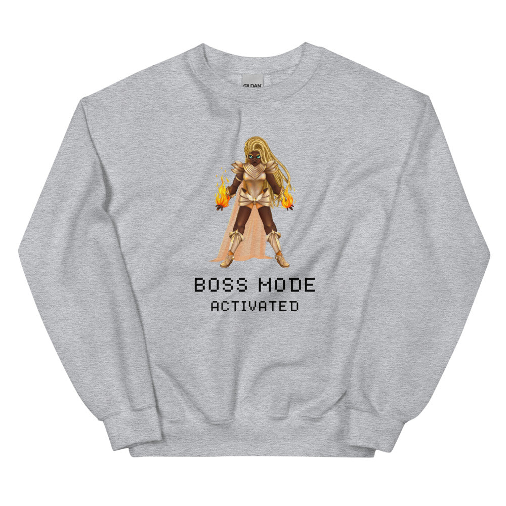 Boss Mode | Unisex Sweatshirt | Feminist Gamer Threads and Thistles Inventory Sport Grey S 