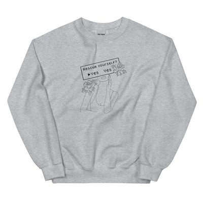 Rescue Yourself? | Unisex Sweatshirt | Feminist Gamer Threads and Thistles Inventory Sport Grey S 