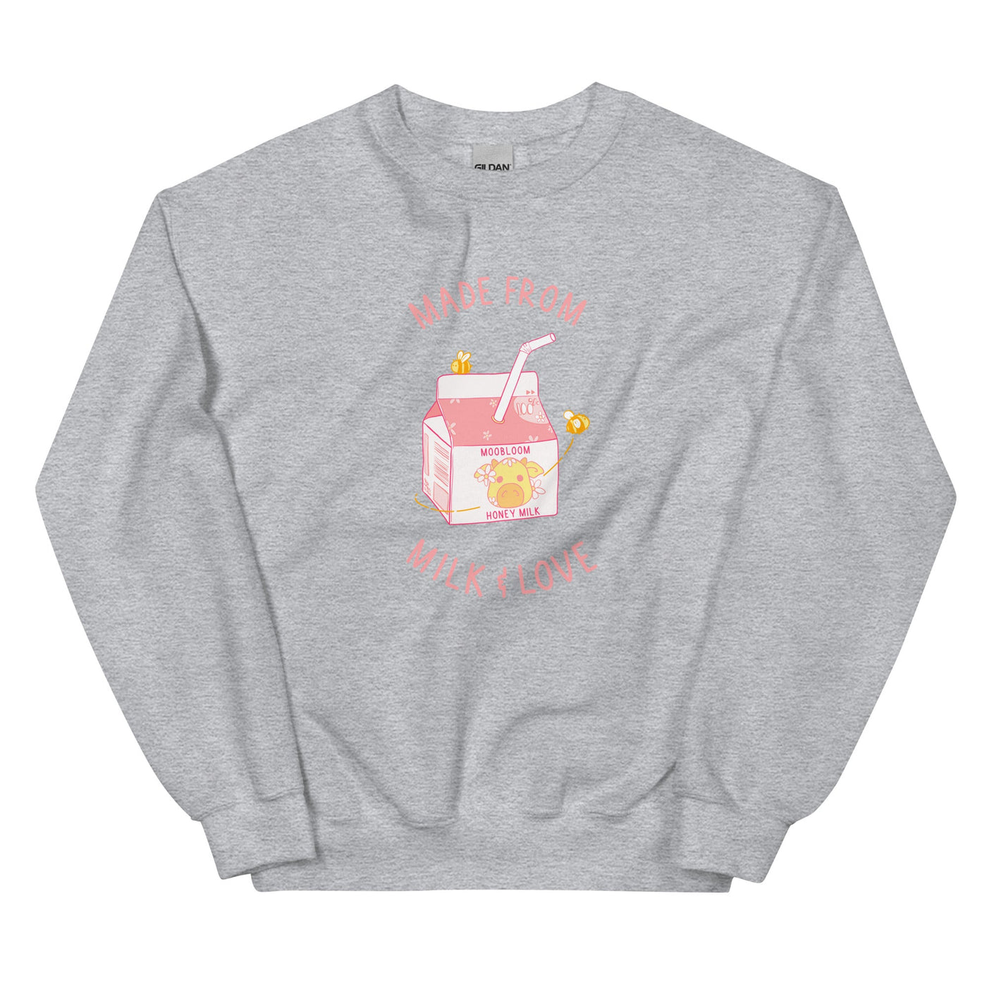 Milk and Love | Unisex Sweatshirt | Minecraft Threads and Thistles Inventory Sport Grey S 