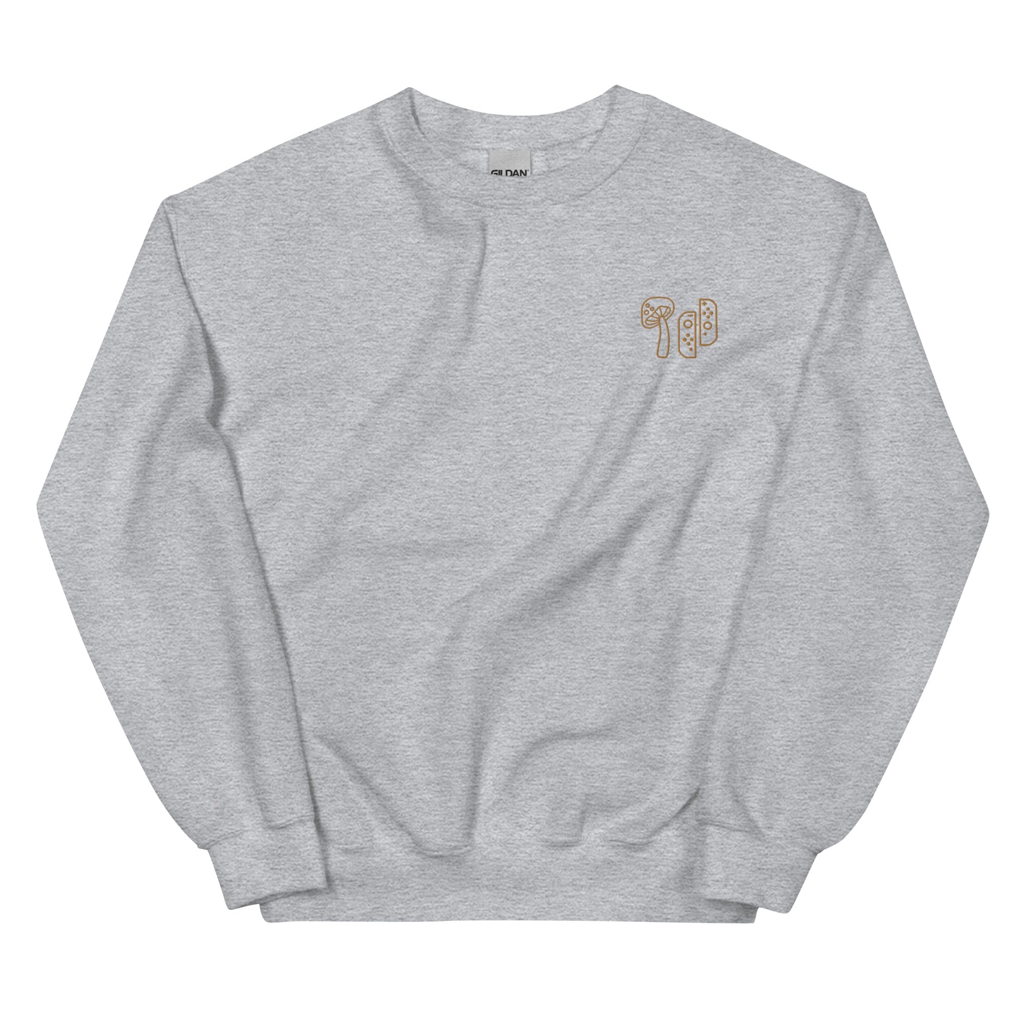 Mushroom & Switch | Embroidered Unisex Sweatshirt | Cozy Gamer Threads and Thistles Inventory Sport Grey S 