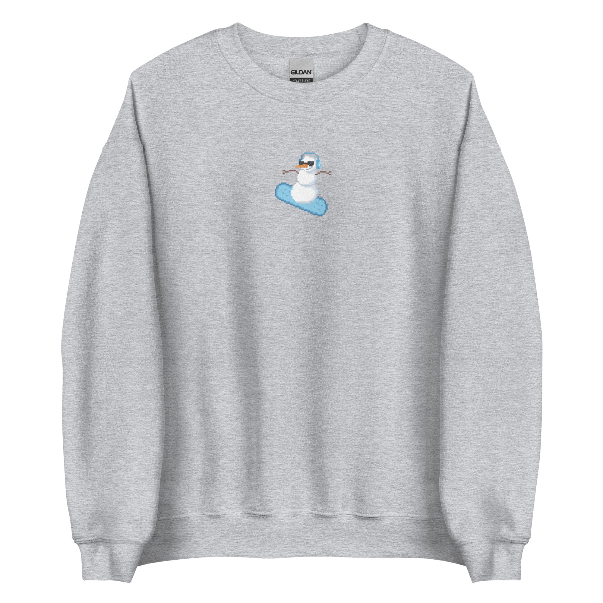 Pixel Snowman | Christmas Unisex Sweatshirt Threads & Thistles Inventory Sport Grey S 