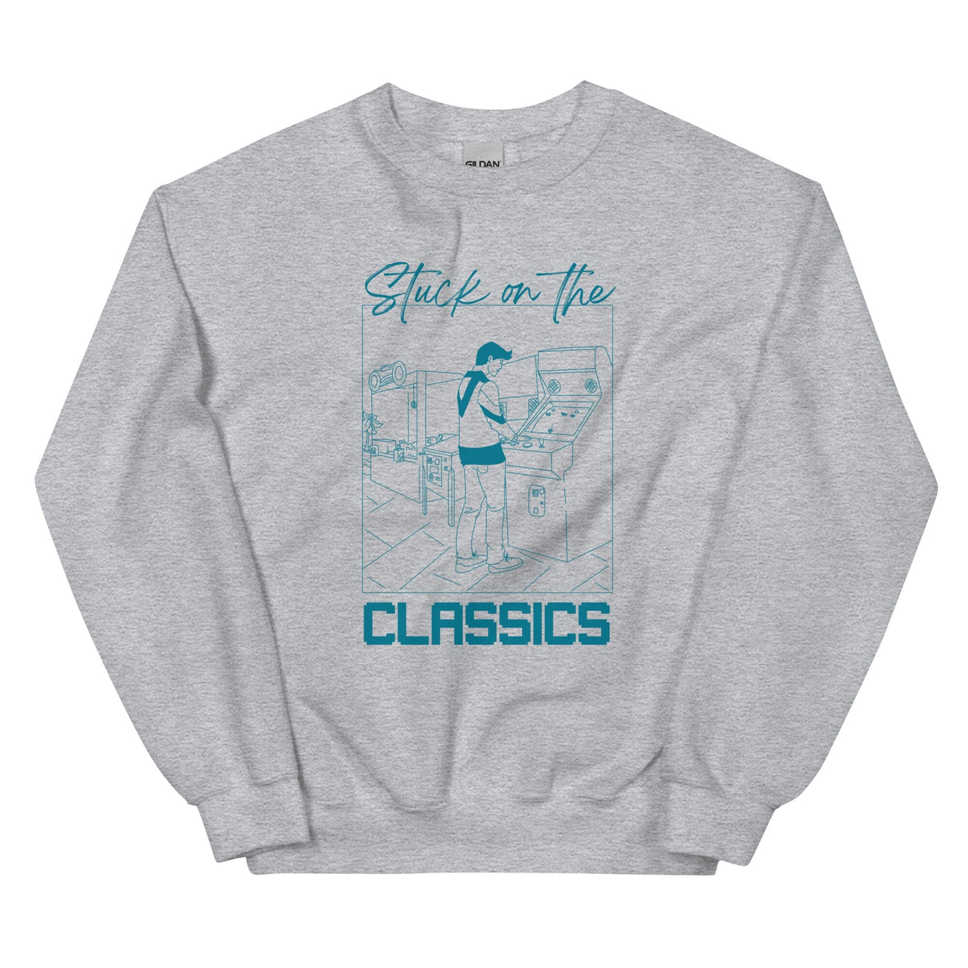 Stuck on the Classics | Unisex Sweatshirt | Retro Gaming Threads & Thistles Inventory Sport Grey S 