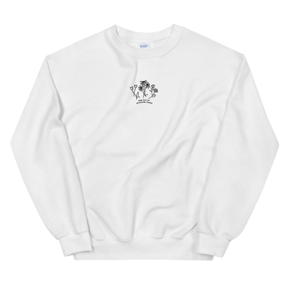 BRB Out of Inventory Space | Embroidered Unisex Sweatshirt | Animal Crossing Threads and Thistles Inventory White S 
